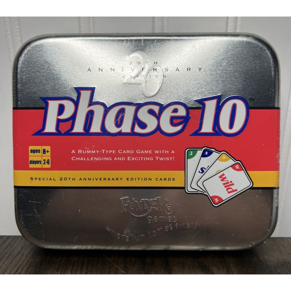 Phase 10 Card Game in Silver Tin